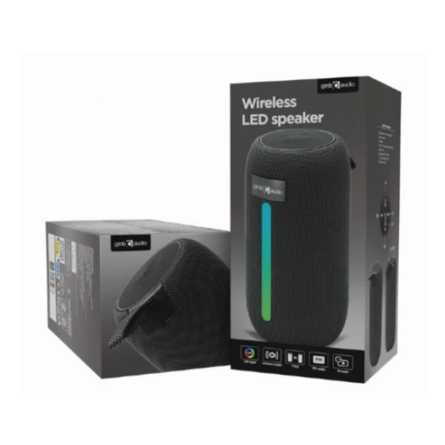 SPK-BT-LED-07 Gembird Portable Bluetooth LED speaker, 5W, BT, FM, USB, Handsfree, Black