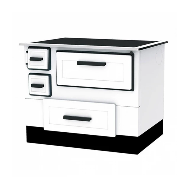 Šporet na čvrsto gorivo Alfa Plam 55 termo R ECO, beli, desni