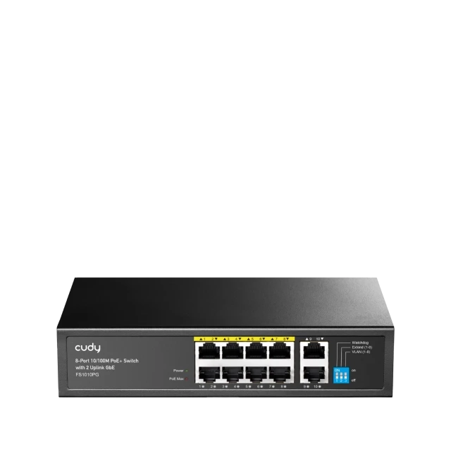 Svič 10/100 8+2-port PoE + 1Gbps RJ45 Cudy FS1010PG 120W