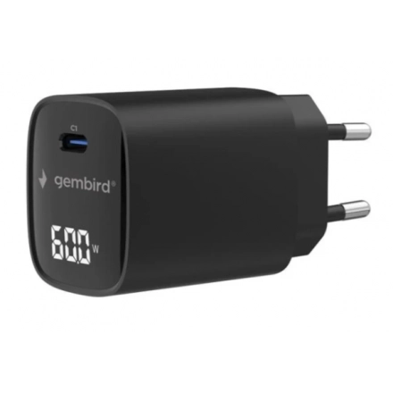 TA-UC-1C-PD60LCD-01-BK Gembird USB punjac 60W USB Type-C fast charger, LCD, black