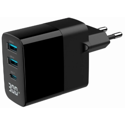TA-UC-PDQC30LCD-BK-02 Gembird GaN USB brzi punjac, 30W 3-port (2xUSB-A+ USB-C)