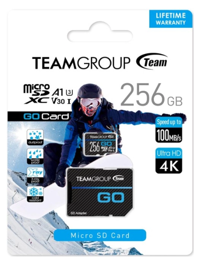 TeamGroup MICRO SDHC/SDXC 256GB GO UHS-I U3 V30, 100/50MB/s +SD Adapter TGUSDX256GU303