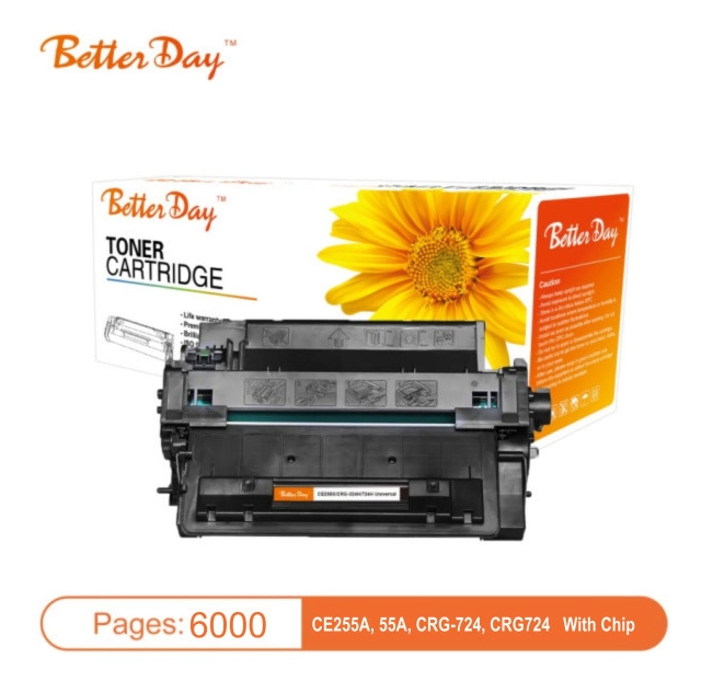 Toner BetterDay P3015 CE255A, 55A, CRG-724, CRG724 zam. kaseta za HP/Canon 6k (sa cipom)