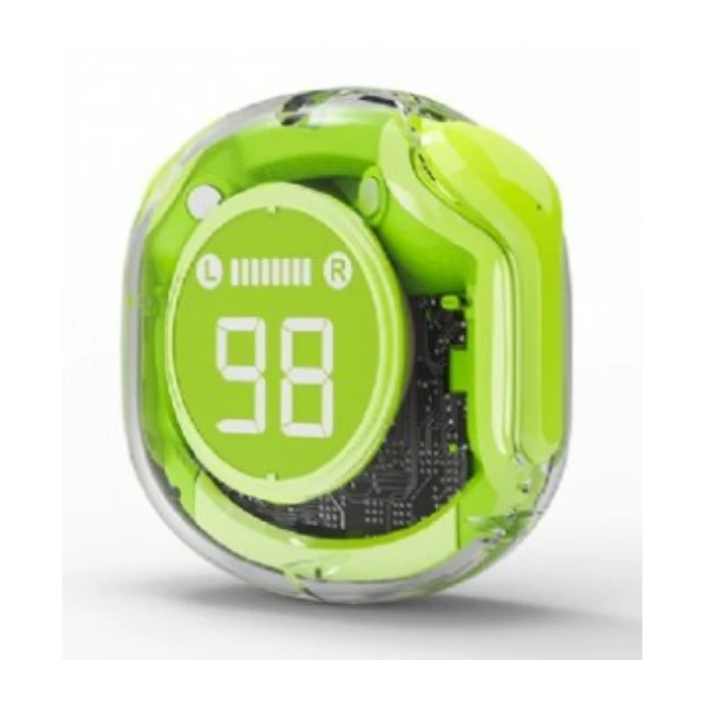 TWST-01-G Gembird bluetooth V5.4 slusalice, TWS, LCD, Transparent, green