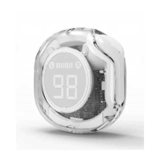 TWST-01-W Gembird bluetooth V5.4 slusalice, TWS, LCD, Transparent, white