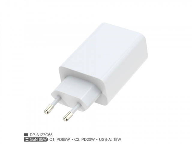 Zidni punjac FULMOVA GAN PD/65W/bela sa USB-C kablom